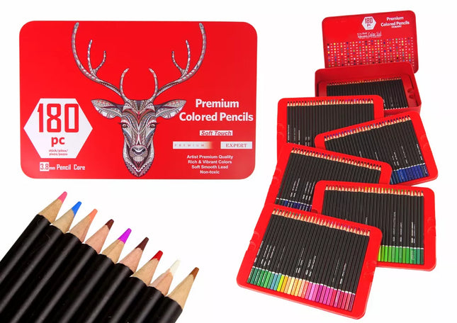 Mažojo dailininko rinkinys metalinėje dėžutėje, kreidelės, 180 vnt.