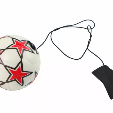 PU futbolo kamuolys su „Jojo“ elastine juostele atšokimui, 6 cm, baltos žvaigždės