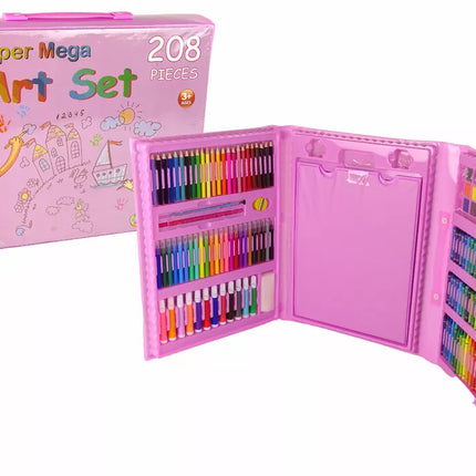 Meninis rinkinys rožiniame lagamine, 208 elementai