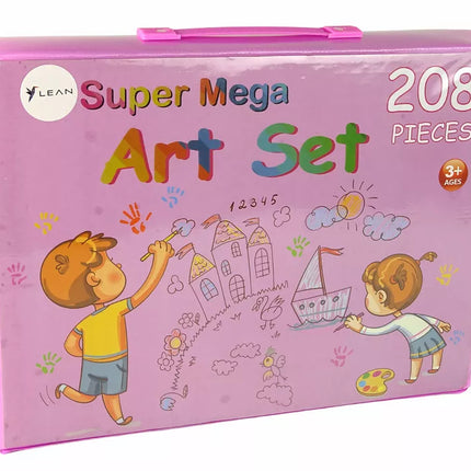 Meninis rinkinys rožiniame lagamine, 208 elementai