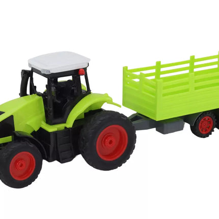 Nuotoliniu būdu valdomas RC traktorius su priekaba 1:16 žalias