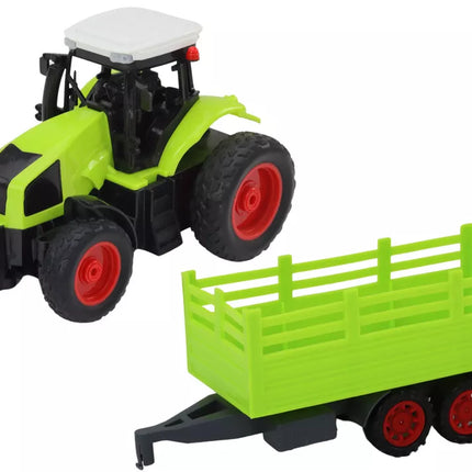 Nuotoliniu būdu valdomas RC traktorius su priekaba 1:16 žalias