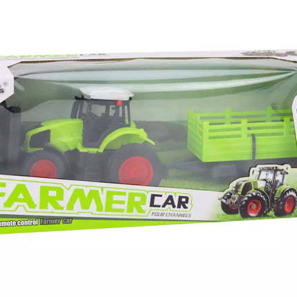 Nuotoliniu būdu valdomas RC traktorius su priekaba 1:16 žalias