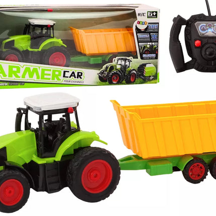 Nuotolinio valdymo traktorius su priekaba RC 1:16 Žalias Nuotolinio valdymo pultelis