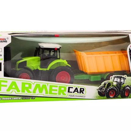 Nuotolinio valdymo traktorius su priekaba RC 1:16 Žalias Nuotolinio valdymo pultelis