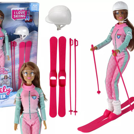 Anlily lėlė slidininkė su slidžių rinkiniu