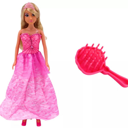 Anlily undinėlės princesės lėlė su rožine suknele ir šepečiu