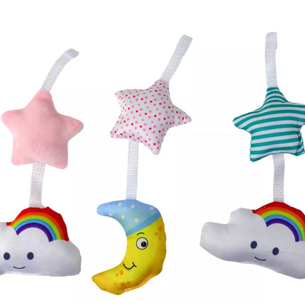 Vaikiškos lovytės karuselė su dangaus garsais, rožinė