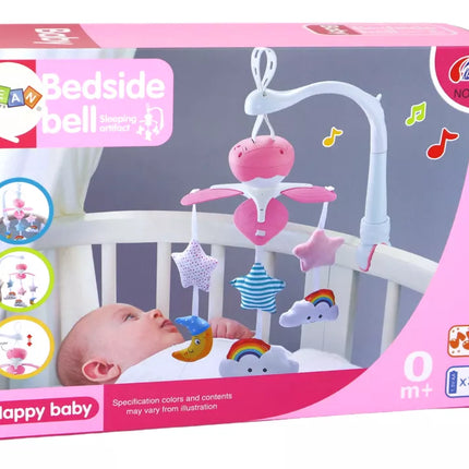 Vaikiškos lovytės karuselė su dangaus garsais, rožinė