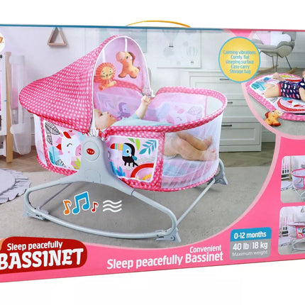 Daugiafunkcis lovos supamasis krėslas 2 viename vaikiškas kilimėlis garsai vibracijos rožinis