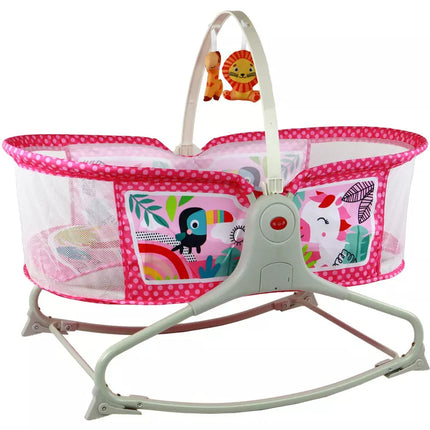 Daugiafunkcis lovos supamasis krėslas 2 viename vaikiškas kilimėlis garsai vibracijos rožinis