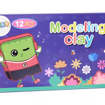 Modeliavimo molis, 12 spalvų, pastelinių, ryškių spalvų rinkinys