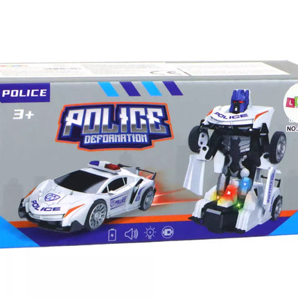 Robotas Automobilis Policija Baltas 2in1 Transformacija