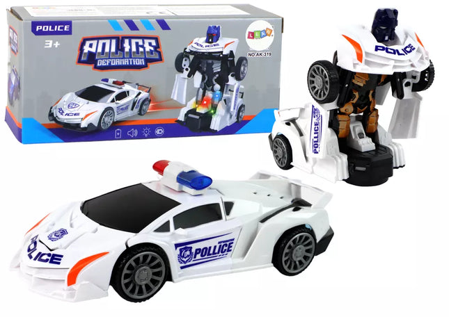 Robotas Automobilis Policija Baltas 2in1 Transformacija
