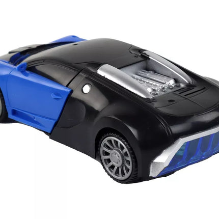 Automobilis-robotas 2 viename Bugatti mėlynos šviesos efektai