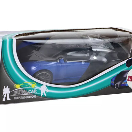 Automobilis-robotas 2 viename Bugatti mėlynos šviesos efektai