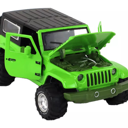 Visureigis automobilis, maitinamas baterijomis, frikcinė pavara, metalinis, žalias, 1:32