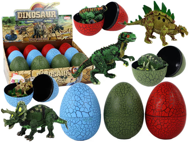 Dinozaurų figūrėlės kiaušinis 3 spalvų 9 cm