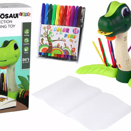 Dinozaurų piešimo projektorius su garsais ir priedais