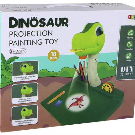 Dinozaurų piešimo projektorius su garsais ir priedais