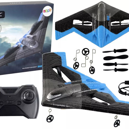 R/C 4D-G4 lėktuvas, mėlynos ir juodos spalvos, su šviesomis