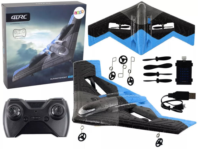 R/C 4D-G4 lėktuvas, mėlynos ir juodos spalvos, su šviesomis