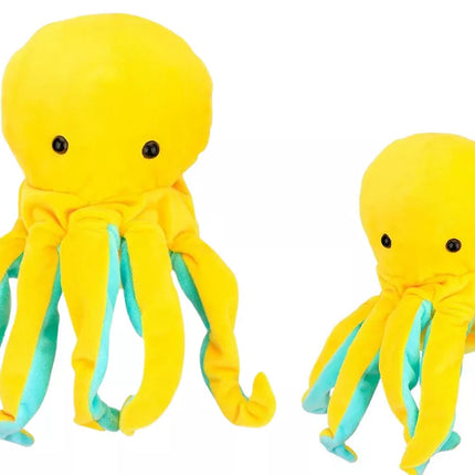 Pliušinis talismanas aštuonkojis geltonas žaislas-marionetė 25 cm