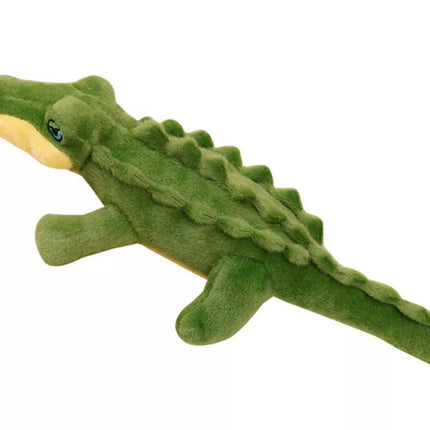 Pliušinis krokodilas su girgžduku, spalvingas talismanas, 30 cm