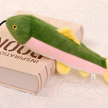 Pliušinė žuvis su cypiančiu žaislu, spalvinga talismanas, 30 cm