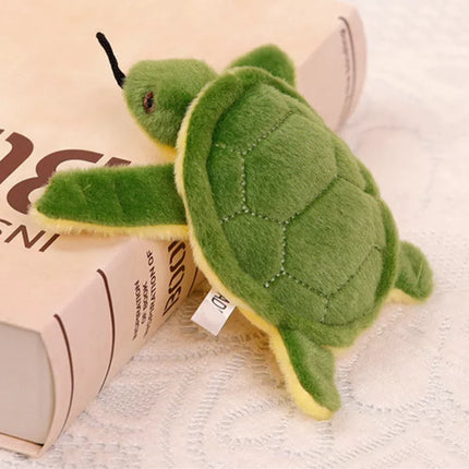 Vėžlio pliušinis talismanas-raktų pakabukas su girgždesiu, žalias, 15 cm