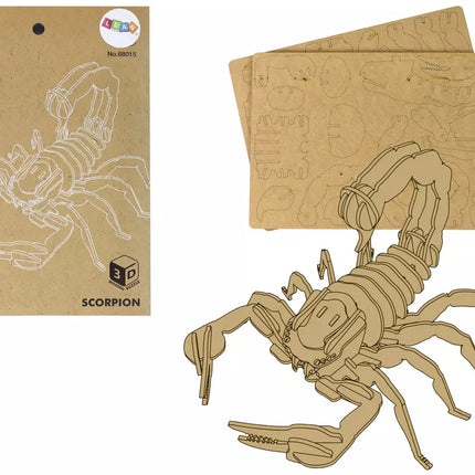 Medinis 3D skorpiono galvosūkis, edukacinis surinkimo rinkinys, 35 detalės