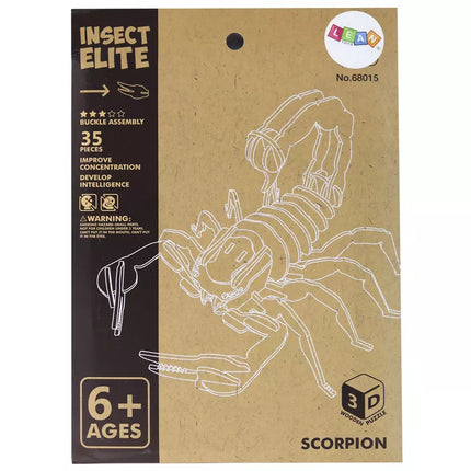 Medinis 3D skorpiono galvosūkis, edukacinis surinkimo rinkinys, 35 detalės