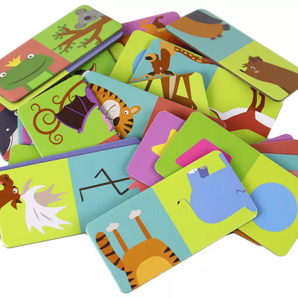 Loginis žaidimas Dvipusis domino gyvūnų dėlionė 10 cm x 5 cm 28 detalės.