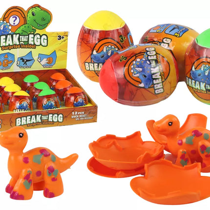Stebuklingas trūkinėjantis kiaušinis su dinozauru lukšte, 4 spalvos, 6 cm