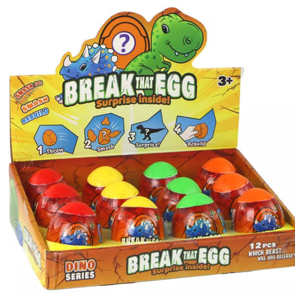Stebuklingas trūkinėjantis kiaušinis su dinozauru lukšte, 4 spalvos, 6 cm