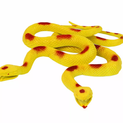 Dirbtinė guminė gyvatė geltona su raudonais lopais, struktūrinė