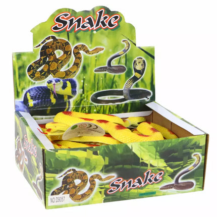 Dirbtinė guminė gyvatė geltona su raudonais lopais, struktūrinė