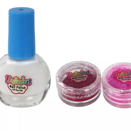 Grožio rinkinys nagų lakas birūs blizgučiai trafaretas