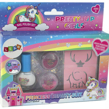 Grožio rinkinys nagų lakas birūs blizgučiai trafaretas