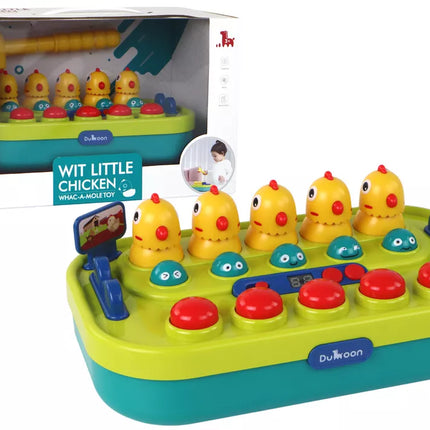 Arkadinio žaidimo „Whac-a-Mole“ viščiukai su plaktuku, šviesomis, garsais, maitinami baterijomis