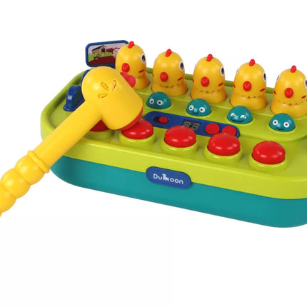 Arkadinio žaidimo „Whac-a-Mole“ viščiukai su plaktuku, šviesomis, garsais, maitinami baterijomis