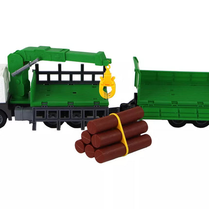 Sunkvežimis su kranu, frikcinė pavara, garsai, žalias, medis, 1:16