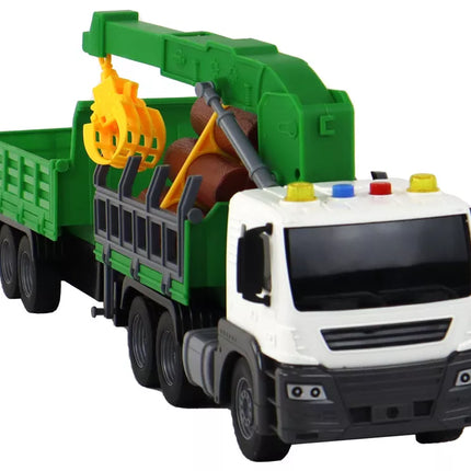 Sunkvežimis su kranu, frikcinė pavara, garsai, žalias, medis, 1:16