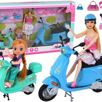 Lėlių rinkinys su paspirtukais ir priedais