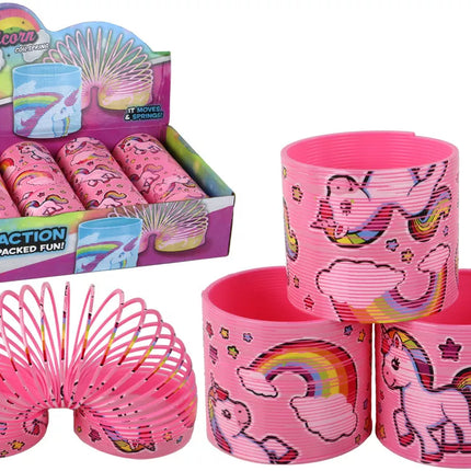 Ikoninis šviesiai rožinis vienaragis, atpalaiduojantis spyruoklinis žaislas, 6 cm