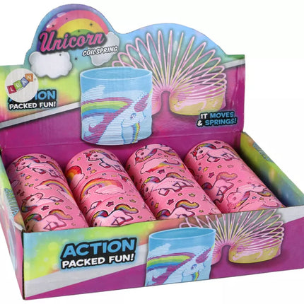 Ikoninis šviesiai rožinis vienaragis, atpalaiduojantis spyruoklinis žaislas, 6 cm