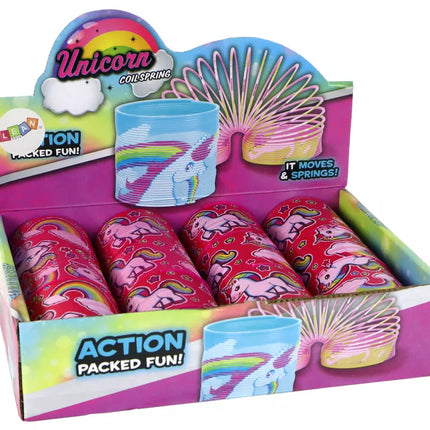 Ikoninis rožinis vienaragis, atpalaiduojantis spyruoklinis žaislas, 6 cm