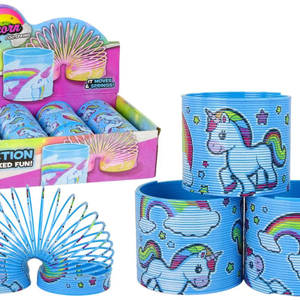 Ikoniškas mėlynas vienaragis, atpalaiduojantis spyruoklė, 6 cm