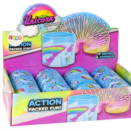 Ikoniškas mėlynas vienaragis, atpalaiduojantis spyruoklė, 6 cm