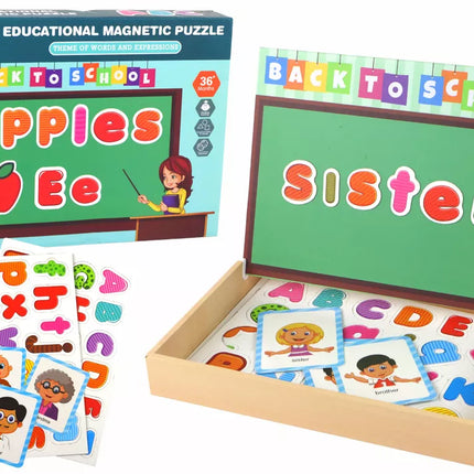 Edukacinių magnetinių dėlionių rinkinys su daugiafunkcine lenta